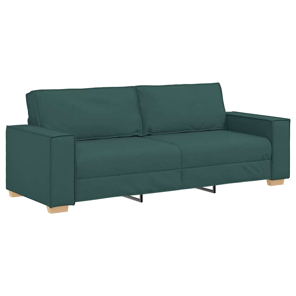 Sofa Set with Cushion 3 pcs Dark Green 220 x 78 x 84 cm Fabric
